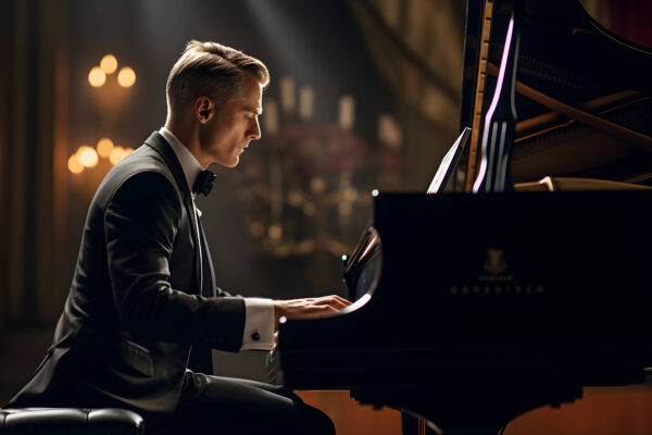 male music rtist playing piano